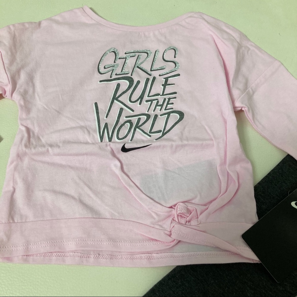 Nike baby girl cute pink run the world leggings set 4029 - Picture 6 of 8